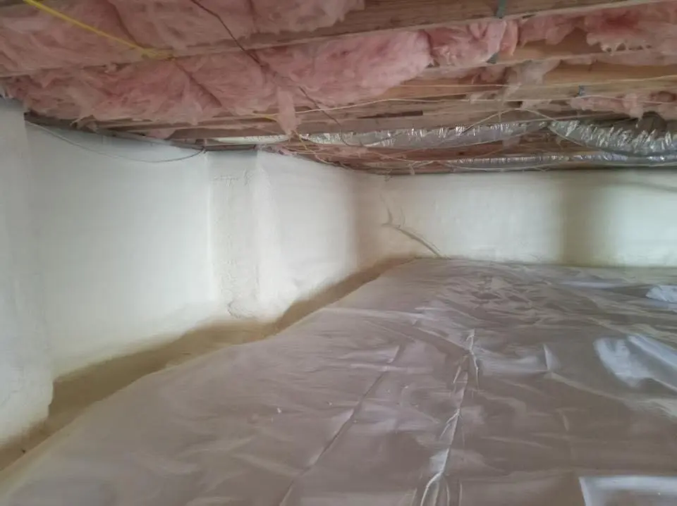 Crawl space encapsulation with closed-cell spray foam for Attic Insulation in Redding